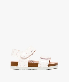 GEMO Sandales fille à scratch avec deux brides colorées blanc standard