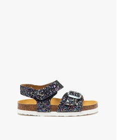 GEMO Sandales fille avec brides brillantes à boucle et scratch bleu chine