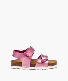 GEMO Sandales fille avec brides brillantes à boucle et scratch rose vif