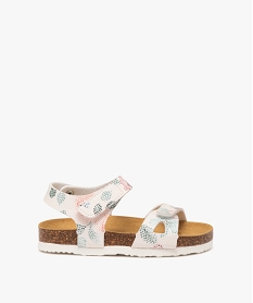GEMO Sandales fille à double scratch et bride talon à motifs blanc vif