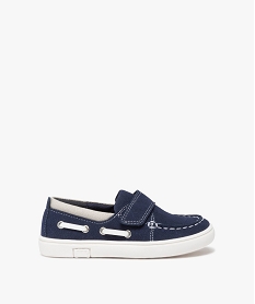 chaussures bateau bebe garcon unies en suedine avec scratch bleu chaussures bassesJ546601_1