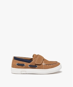 chaussures bateau bebe garcon unies en suedine avec scratch orange chaussures bassesJ546701_1