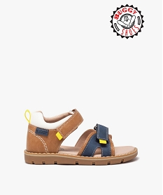 GEMO Sandales en cuir à talon fermé et scratchs garçon - Buggy marron standard