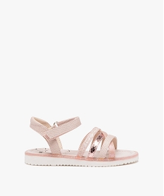 GEMO Sandales fille à brides fantaisie avec paillettes et à scratch rose standard