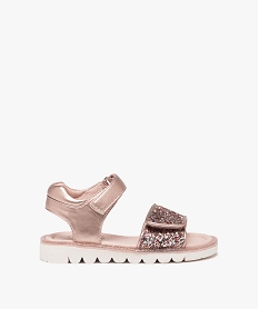 GEMO Sandales fille à brides scratch et à strass rose standard