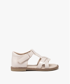 GEMO Sandales fille unies à brides vernies avec scratch beige standard