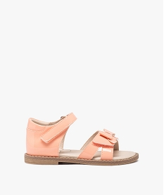 GEMO Sandales filles unies avec brides vernies scratch et noeud fantaisie orange standard