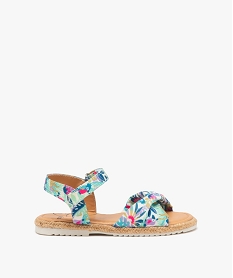 GEMO Sandales fille à bride drapée en tissu et scratch à motifs Bleu