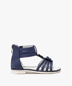 GEMO Sandales fille montantes à talon fermé et à zip avec papillons fantaisie bleu chine