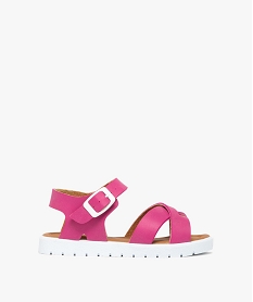 GEMO Sandales fille à brides unies avec boucle et semelle contrastantes rose standard