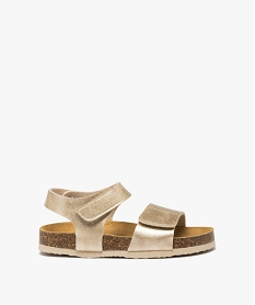 GEMO Sandales fille en cuir pailleté à brides scratch dore