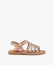 GEMO Sandales fille en cuir à multibrides effet mosaïque - NA! Jaune
