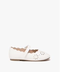 GEMO Ballerines fille unies à motifs ajourés et bride scratch blanc standard