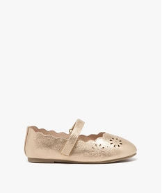 GEMO Ballerines fille unies à motifs ajourés et bride scratch gold