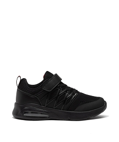 GEMO Baskets garçon unies en mesh à scratch style running noir vif