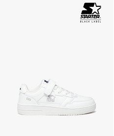 GEMO Baskets garçon unies à scratch et lacets élastiques - Starter blanc standard