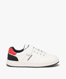 GEMO Baskets garçon unies à scratch avec détails colorés style rétro - Redskins blanc standard