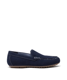 mocassins garcon unis en suedine avec surpiqures bleuJ561901_1