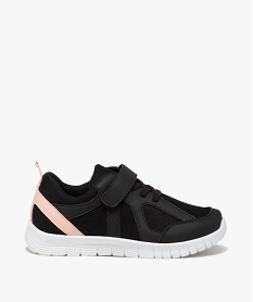GEMO Baskets fille unies avec arrière contrasté en mesh noir standard