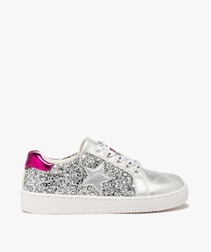 GEMO Baskets fille à strass avec lacets à motif et à zip argente