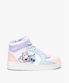 GEMO Baskets fille mid-cut pastel à zip imprimées Stitch et Angel - Disney Blanc