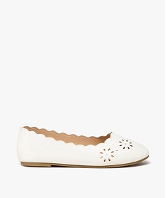 ballerines fille unies avec dessus a motifs ajoures blancJ570001_1