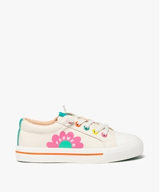 GEMO Baskets fille en toile unie avec oeillets fantaisie et semelle à liseré blanc standard