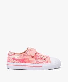 GEMO Baskets fille en toile délavée à paillettes et à scratch Rose