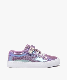 GEMO Baskets fille en toile métallisée et irisée à scratch violet standard