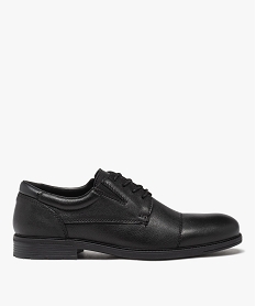 GEMO Derbies homme confort unis dessus en cuir à lacets Noir