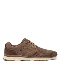 GEMO Derbies homme dessus uni en mesh à lacets Beige