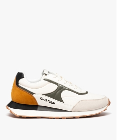 GEMO Baskets homme bicolores et bi-matières à lacets - G-Star Raw Blanc