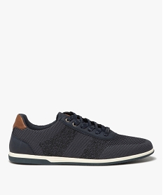 GEMO Baskets homme unies en mesh style casual à semelle contrastée bleu chine