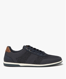 GEMO Baskets homme unies en mesh style casual à semelle contrastée Bleu