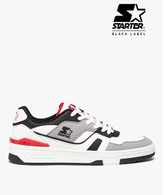 GEMO Baskets homme avec détails colorés à lacets - Starter blanc chine