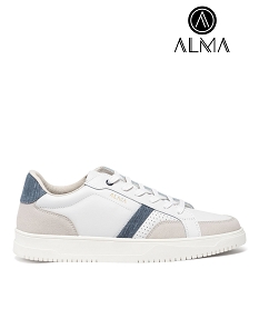 GEMO Tennis basses multimatières dessus cuir homme - Alma blanc chine