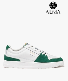 GEMO Baskets homme bicolores en cuir style casual - Alma Planète blanc chine