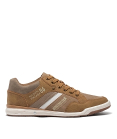 GEMO Baskets homme unies en suédine style vintage marron chine