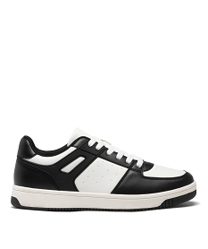 GEMO Baskets homme bicolores à lacets style rétro Blanc