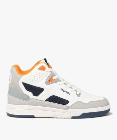 GEMO Baskets homme mid-cut avec détails en mesh - Starter blanc chine