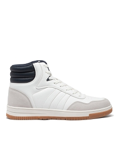 GEMO Baskets homme mid-cut à col matelassé contrastant Blanc