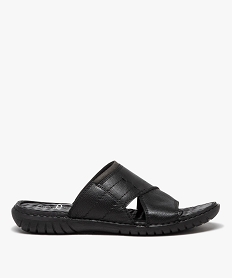 GEMO Mules homme dessus en cuir uni à semelle confort Noir