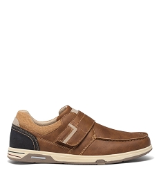 GEMO Chaussures bateau à scratch homme Beige