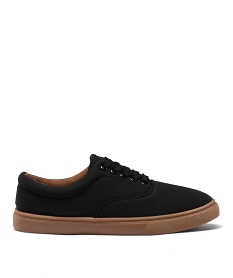 GEMO Baskets homme en toile unie à semelle constrastante noir vif