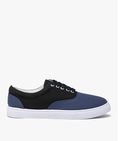 GEMO Baskets homme en toile bicolores et à lacets bleu chine