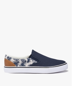 GEMO Baskets homme en toile style slippers avec arrière à motifs bleu chine