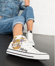 GEMO Baskets femme montantes en toile Mickey - Disney blanc standard