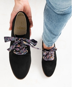 GEMO Derbies en suédine à lacets foulard femme Noir