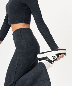GEMO Tennis bicolores à semelle plateforme et broderie femme noir standard