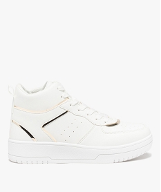 GEMO Basket mid-cut à épaisse semelle et liserés dorés femme Blanc